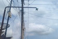 Nampak semrawut kabel wifi nyantol di tiang listrik milik BUMN PT. PLN di Sumenep. ©setara.info