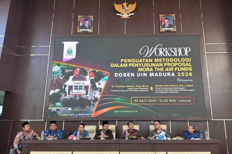 Workshop Penyusunan Metodologi dalam Penyusunan Proposal MoRA The Air Fund 2026 yang berlangsung pada, Kamis (02/04), di Ballroom Lantai 4 UIN Madura. ©setara.info/istimewa